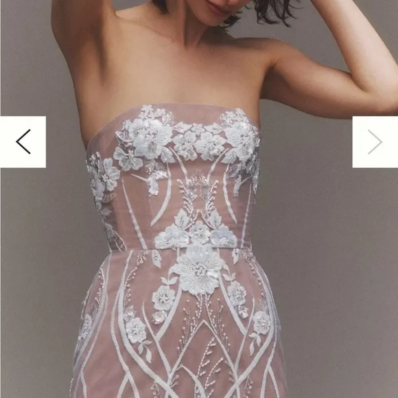 NWT HELSI Catherine sequin Floral Lace strapless Dress XS - Picture 5 of 11